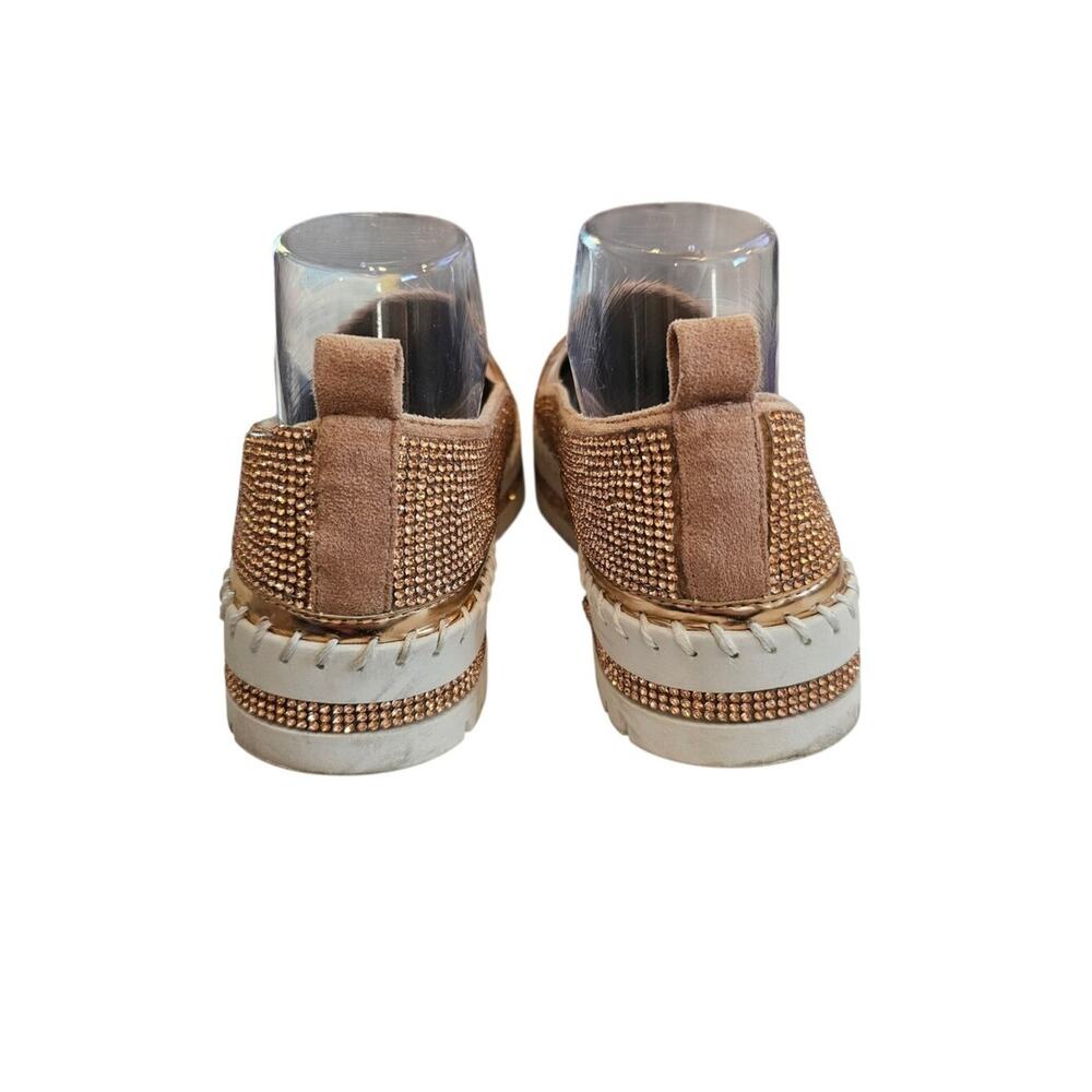 Azalea Wang Slip-On Crystal Embellished Platform Sneakers - Rose Gold Size 7.5-8 - Picture 3 of 10